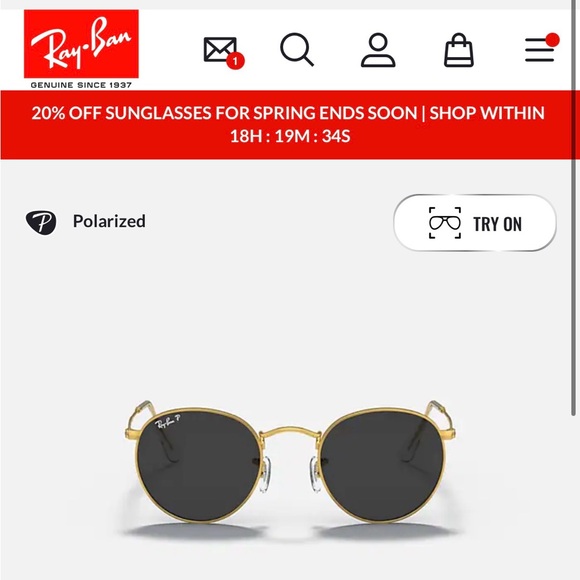 Ray-Ban Accessories - Ray-Ban Round Gold Frame Sunglasses with Black Lenses
